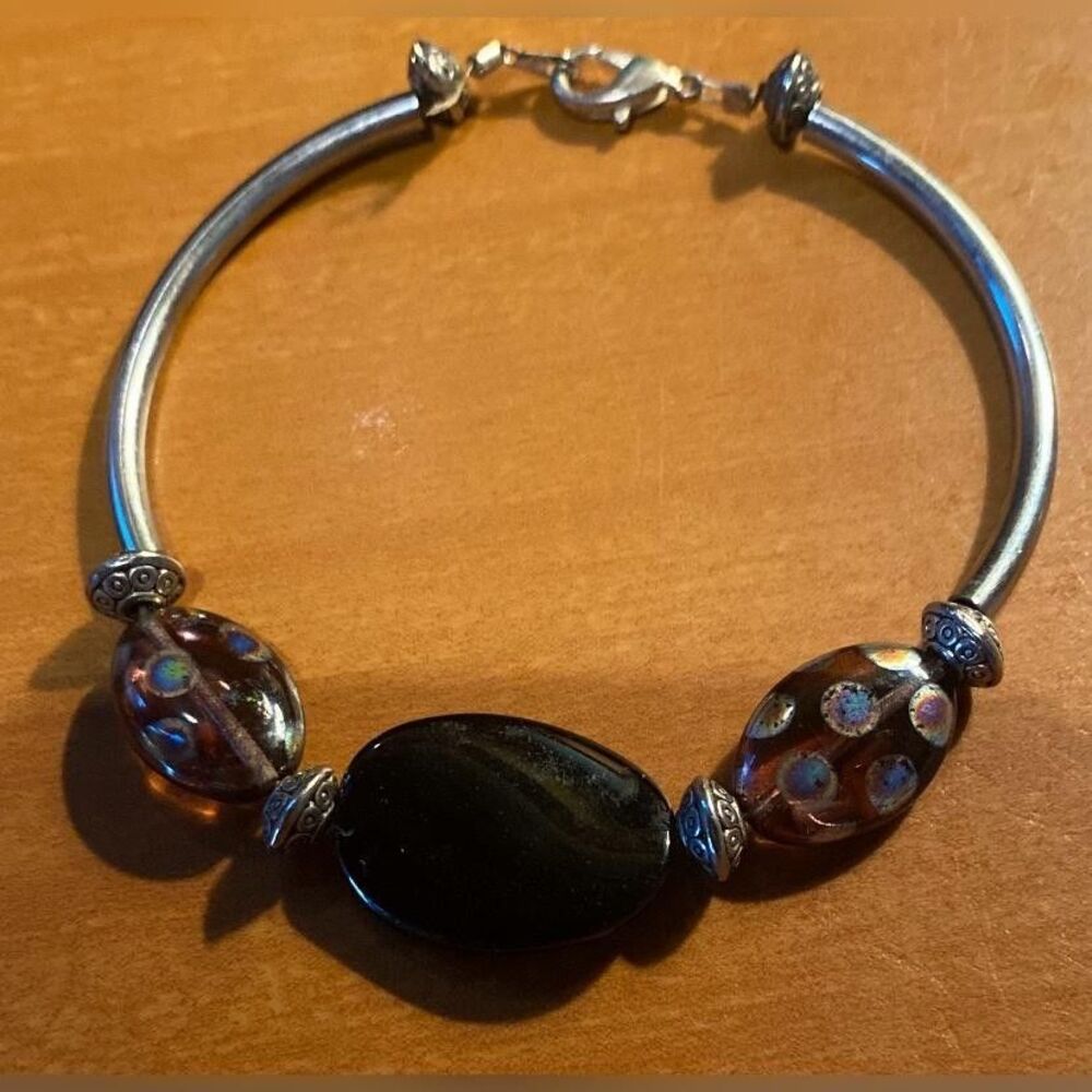 Multicolor Glass Beaded Bracelet Women’s 7 Inch Lobster Clasp Jewelry Statement